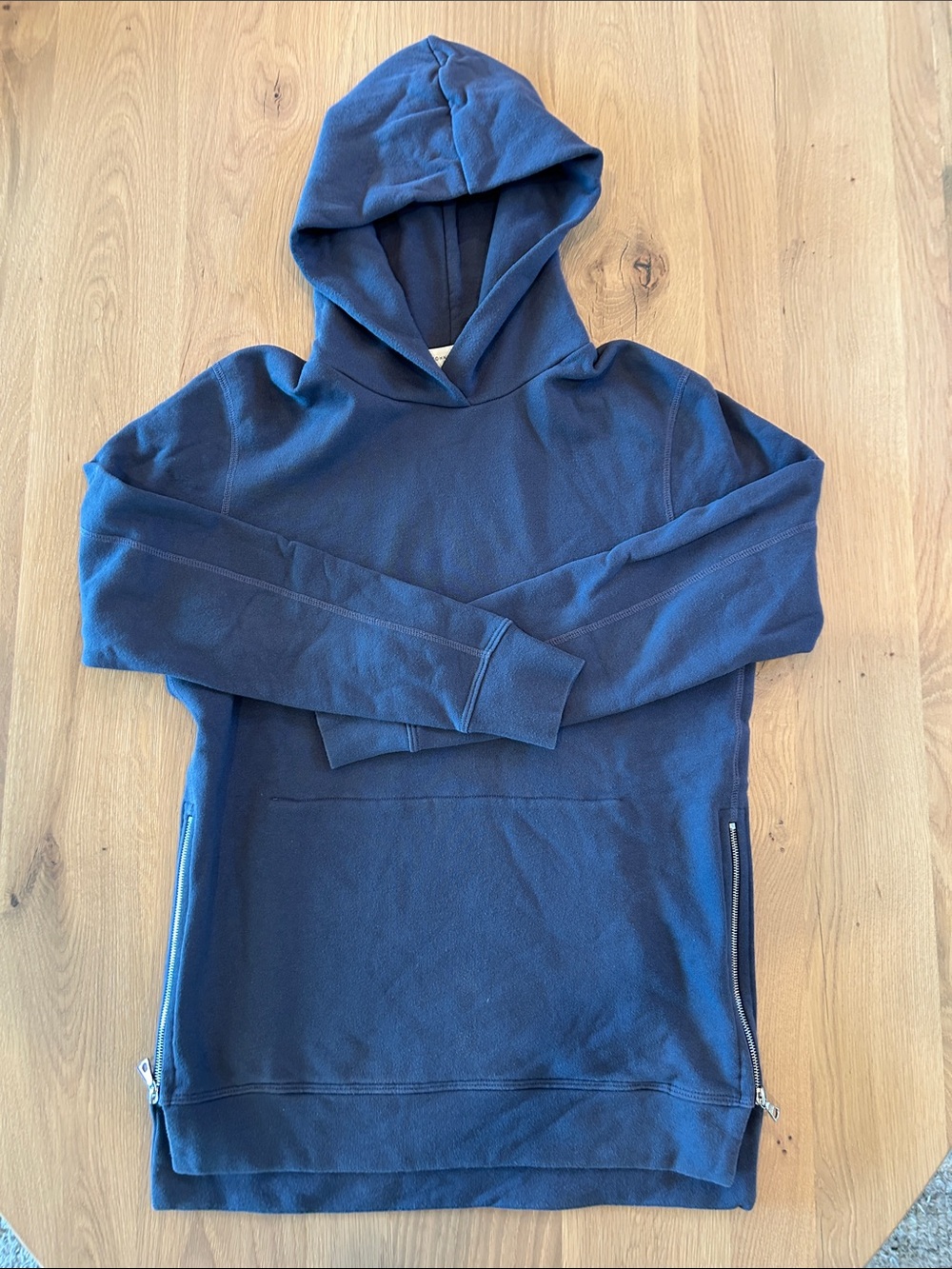 John Elliott Navy Side-Zip Hooded Sweatshirt